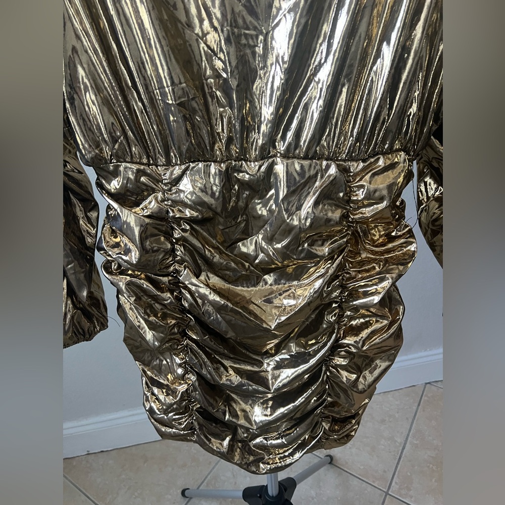 Fashion Nova Gold Textured Mini Dress - Picture 2 of 5